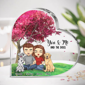 Toi, moi et les bébés à fourrure - Plaque acrylique personnalisée en forme de cœur pour couple - Cadeau pour couples, propriétaires d'animaux, amoureux des animaux