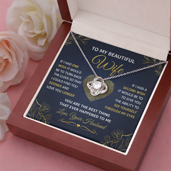 J'aimerais te trouver plus tôt et t'aimer plus longtemps - Collier avec nœud d'amour pour couple - Cadeau pour femme, anniversaire