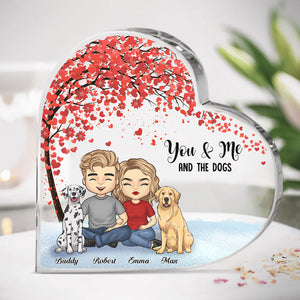 Toi, moi et les bébés à fourrure - Plaque acrylique personnalisée en forme de cœur pour couple - Cadeau pour couples, propriétaires d'animaux, amoureux des animaux