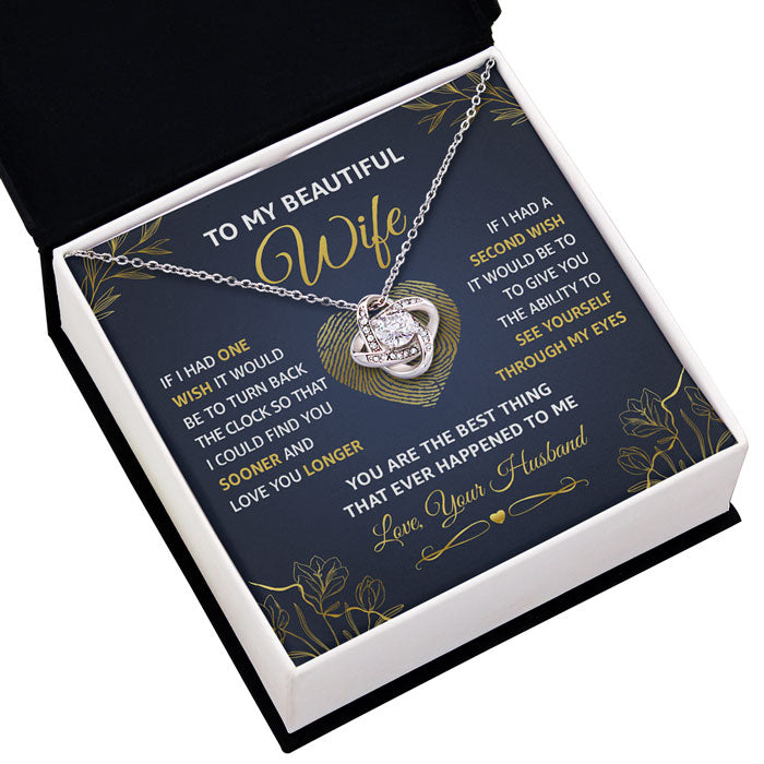 J'aimerais te trouver plus tôt et t'aimer plus longtemps - Collier avec nœud d'amour pour couple - Cadeau pour femme, anniversaire