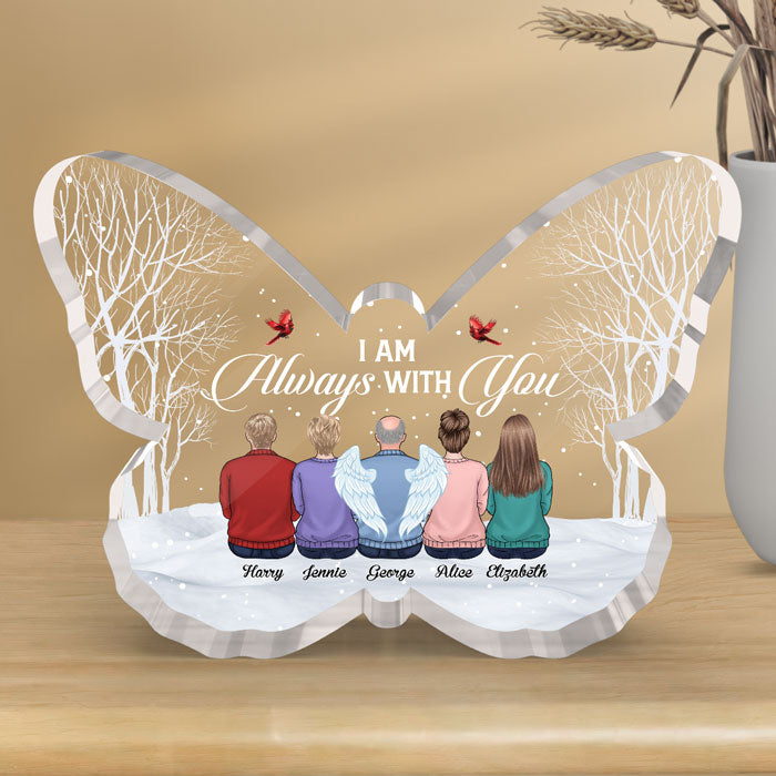 Pour toujours dans nos cœurs - Plaque commémorative personnalisée en acrylique en forme de papillon - Cadeau de condoléances, cadeau pour les membres de la famille