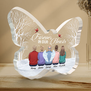 Pour toujours dans nos cœurs - Plaque commémorative personnalisée en acrylique en forme de papillon - Cadeau de condoléances, cadeau pour les membres de la famille