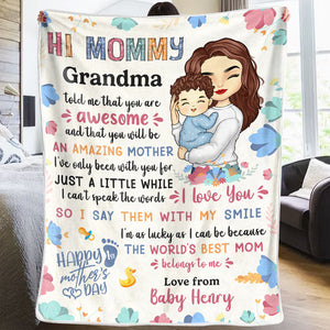 I Say I Love You With My Smile - Family Personalized Custom Baby Blanket - Mother's Day, Baby Shower Gift, Gift For First Mom