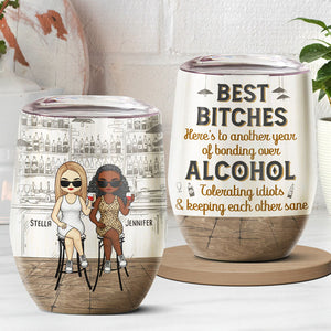 Voici une autre année de liens - Verre à vin personnalisé Bestie - Cadeau pour les meilleures amies, BFF, sœurs 
