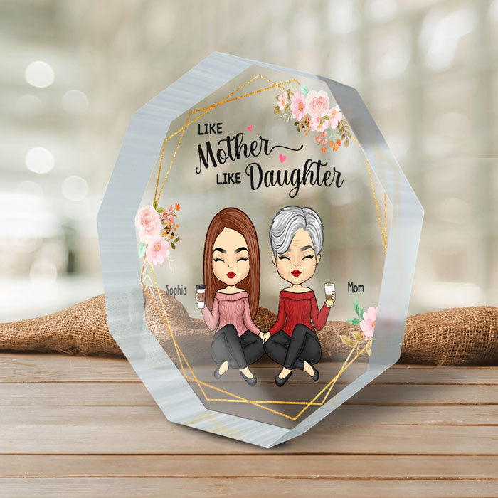 D'abord notre mère, toujours notre amie - Plaque acrylique personnalisée en forme de nonagone pour la famille - Cadeau de fête des mères, d'anniversaire pour maman de la part de ses filles