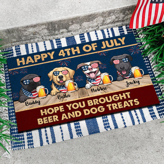 Happy Independence Day Hope You Brought Beer And Dog Treats - 4th Of July Funny Personalized Pet Decorative Mat (Cat & Dog).