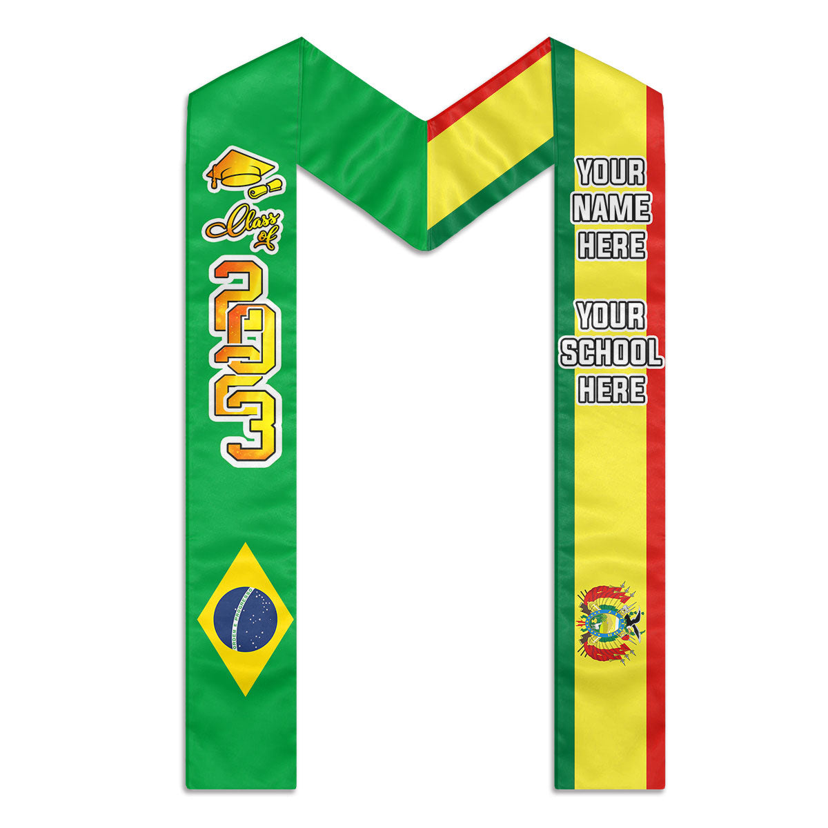 Drapeau du pays, promotion 2024, meilleur cadeau pour la remise des diplômes - Étole de remise des diplômes personnalisée