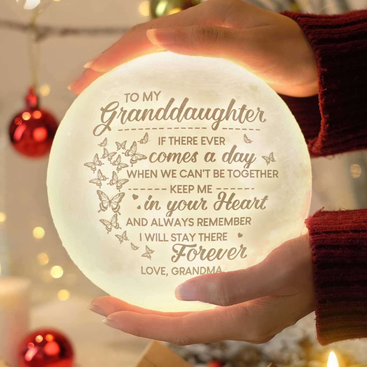 Quand on ne peut pas être ensemble - Lampe de lune - À ma petite-fille, cadeau pour petite-fille, cadeau de grand-mère pour petite-fille, cadeau d'anniversaire pour petite-fille, cadeau de Noël