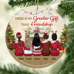 Il n'y a pas de plus beau cadeau que l'amitié - Ornement personnalisé Bestie - Forme ronde en céramique - Cadeau de Noël pour meilleures amies, meilleures amies, sœurs