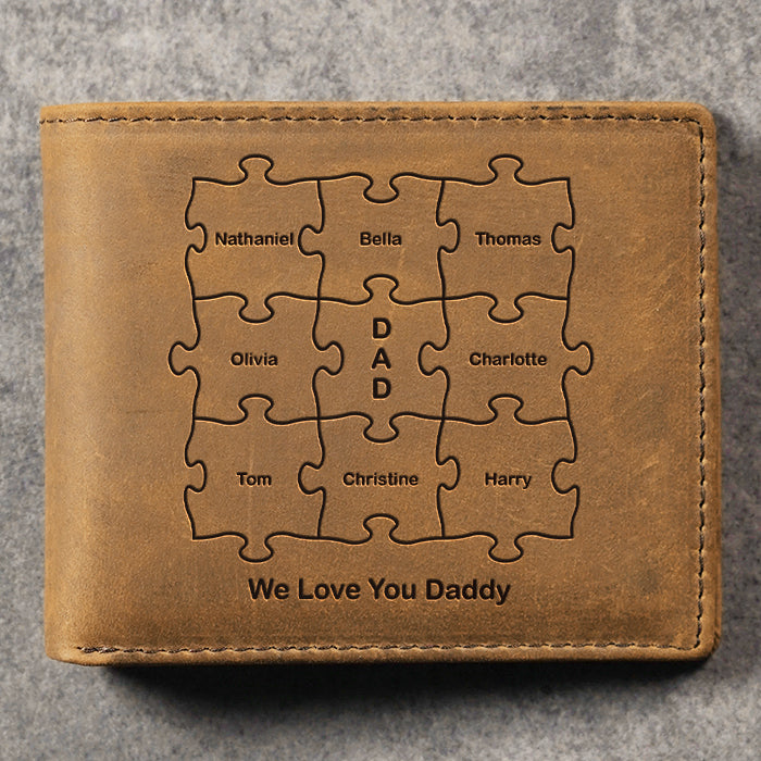 Nous t'aimons - Portefeuille à deux volets personnalisé - Cadeau pour papa