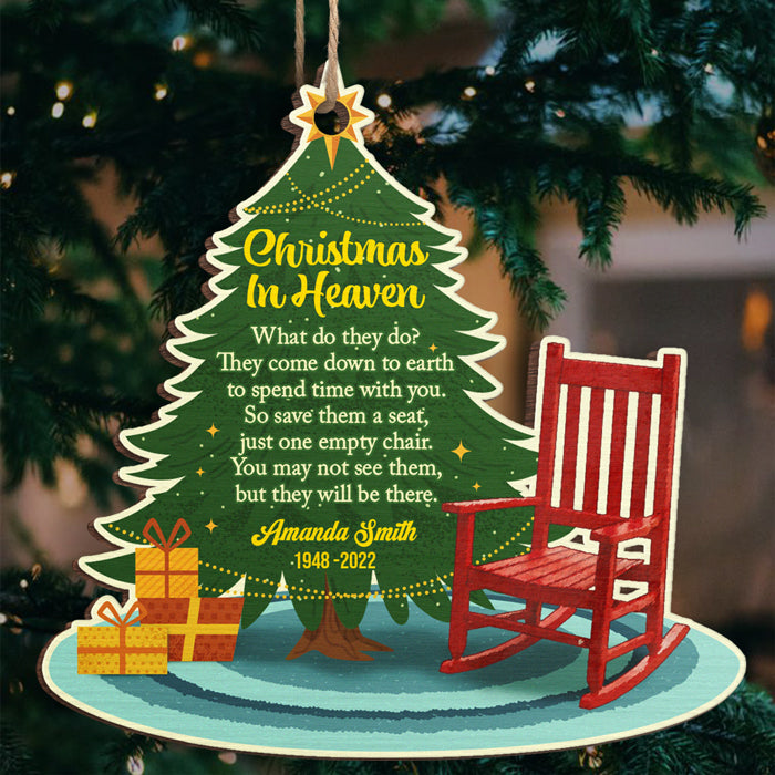 Joyeux Noël à notre ange du ciel - Ornement commémoratif personnalisé - Forme unique en bois - Cadeau de condoléances, cadeau de Noël pour les membres de la famille
