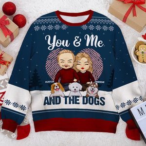 Toi et moi - Sweat-shirt de Noël unisexe personnalisé, sweat-shirt en laine, sweat-shirt imprimé intégral - Cadeau pour couple, mari et femme, anniversaire, fiançailles, mariage, cadeau de mariage, cadeau de Noël