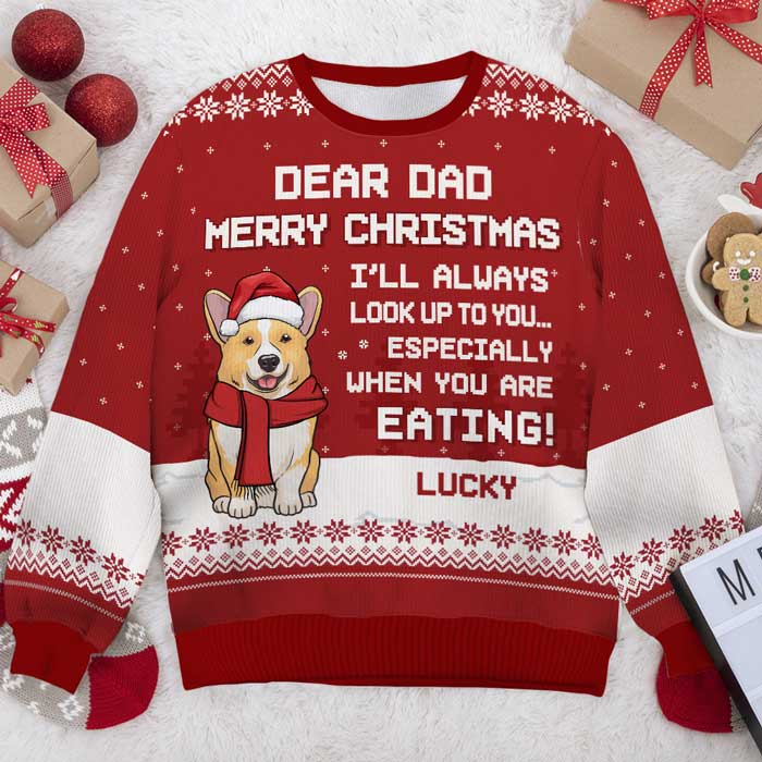 Joyeux Noël, je t'admirerai toujours - Sweat-shirt de Noël unisexe personnalisé et moche, sweat-shirt en laine, sweat-shirt imprimé intégral - Cadeau pour les amoureux des chiens, les amoureux des animaux, cadeau de Noël