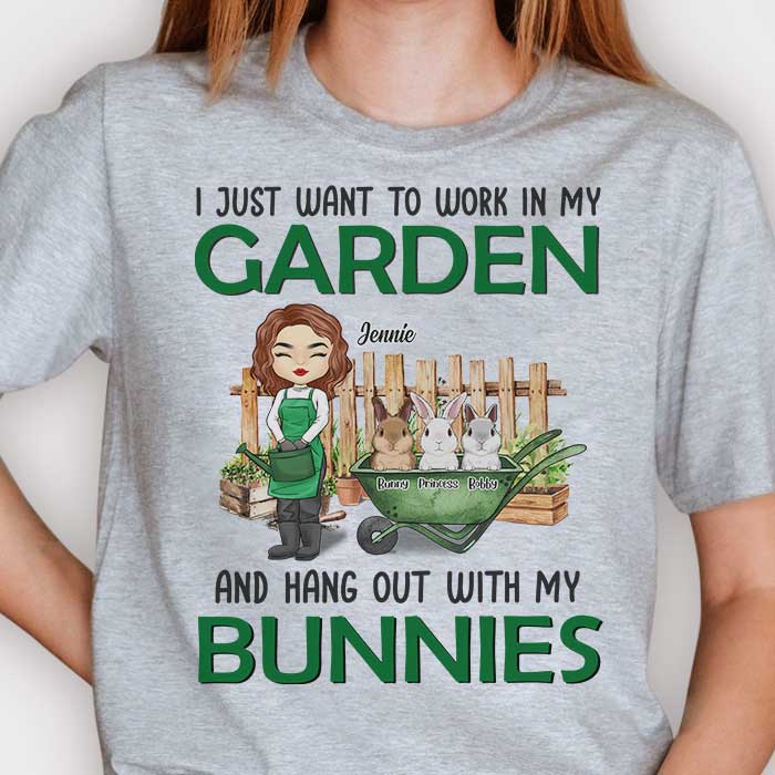 T-shirt et sweat à capuche unisexe personnalisé « Traîner avec les lapins » – Cadeau pour les amateurs de jardinage