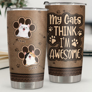 Mes chats me trouvent génial - Gobelet personnalisé - Cadeau pour les amoureux des chats, propriétaires de chats, cadeau pour chat, cadeau pour les amoureux des animaux