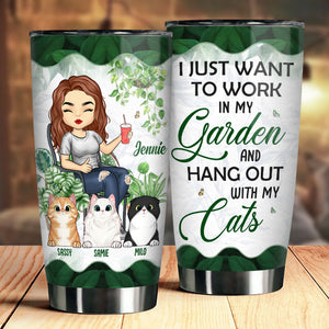 Passez du temps avec les chats - Gobelet personnalisé - Cadeau pour les amateurs de jardinage