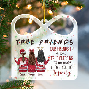 Notre amitié est une véritable bénédiction - Décoration de Noël en acrylique personnalisée en forme de boîte-cadeau - Cadeau pour meilleure amie, meilleure amie, sœur, cadeau d'anniversaire pour meilleure amie et amie, cadeau de Noël