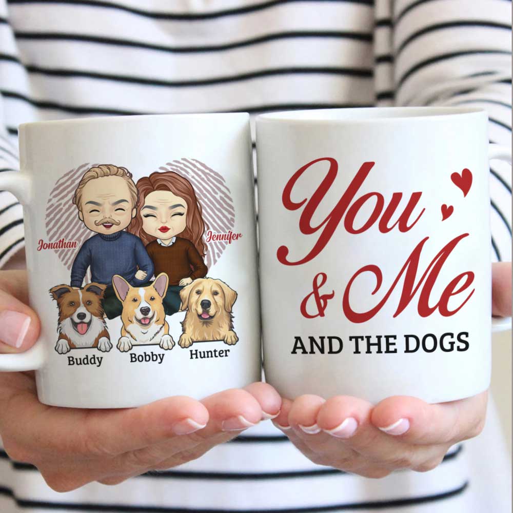 Toi, moi et les chiens - Mug personnalisé - Cadeau pour couple, mari et femme