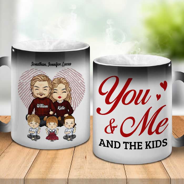 Toi, moi et les enfants - Mug personnalisé à couleur changeante - Cadeau pour couple, mari et femme