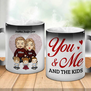Toi, moi et les enfants - Mug personnalisé à couleur changeante - Cadeau pour couple, mari et femme