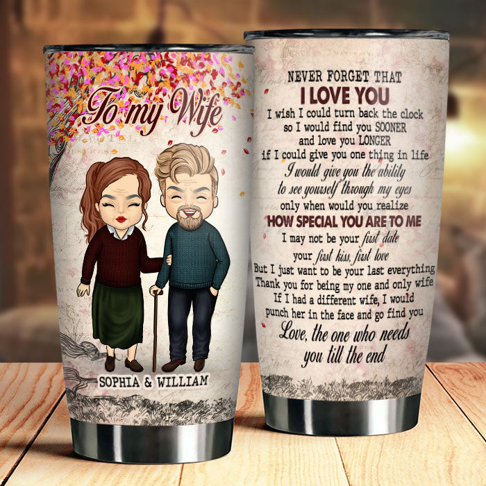 To My Wife Never Forget That I Love You - Gift For Couples, Personalized Tumbler.