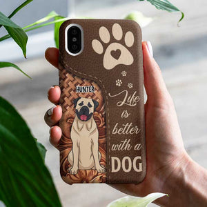 La vie est meilleure avec un chien ! Cadeau pour maman chien, coque de téléphone personnalisée