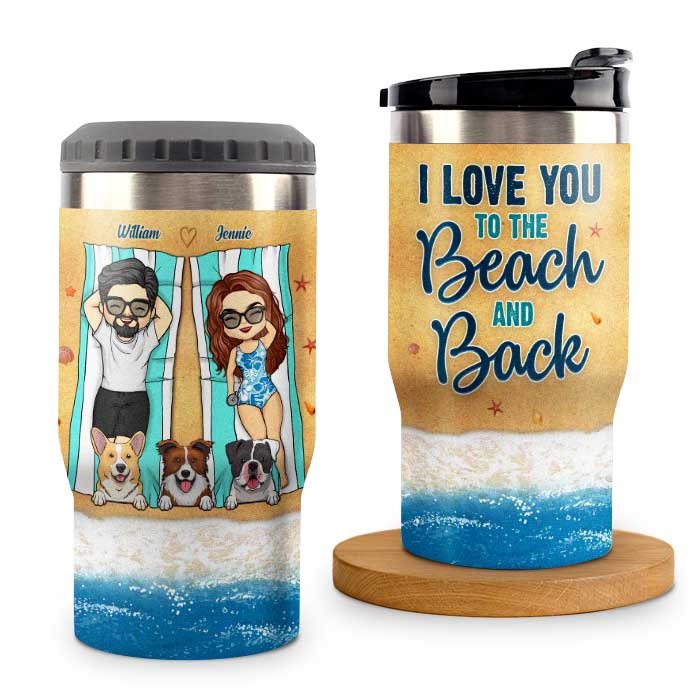 Husband Wife & The Dogs - Personalized Can Cooler - Gift For Couples, Husband Wife