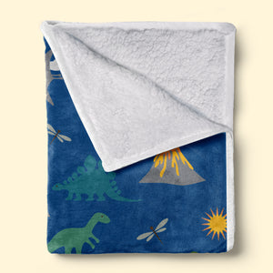 Joyful Background Dino - Personalized Custom Blanket - Gift For Kids, Gift For Family, Christmas Gift