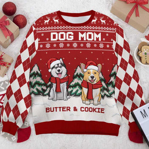 Joyeux Noël, papa chien, maman chien - Sweat-shirt de Noël unisexe personnalisé, sweat-shirt en laine, sweat-shirt imprimé intégral - Cadeau pour les amoureux des chiens, les amoureux des animaux, cadeau de Noël