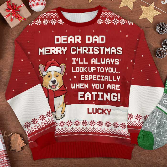 Joyeux Noël, je t'admirerai toujours - Sweat-shirt de Noël unisexe personnalisé et moche, sweat-shirt en laine, sweat-shirt imprimé intégral - Cadeau pour les amoureux des chiens, les amoureux des animaux, cadeau de Noël
