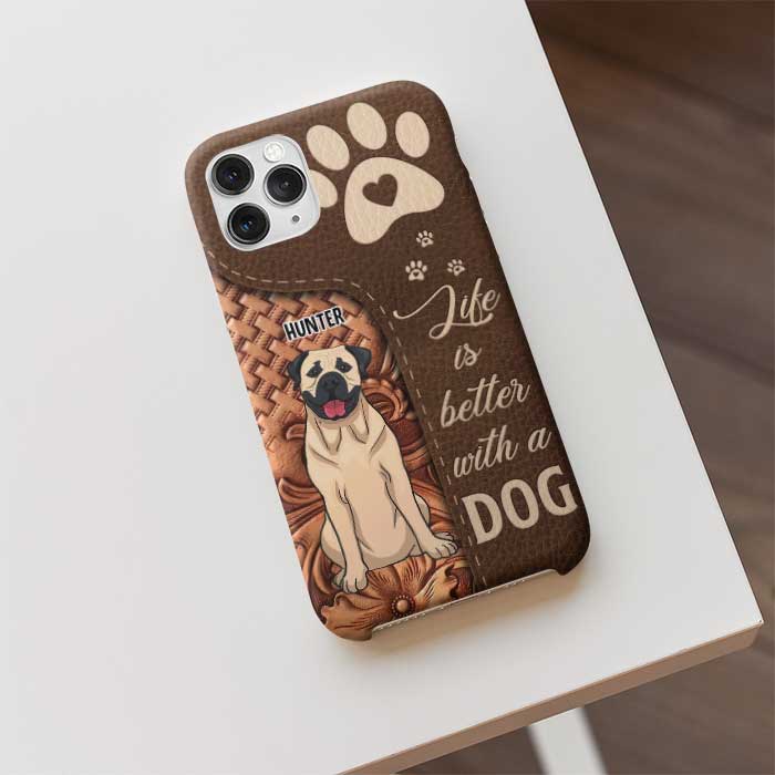 La vie est meilleure avec un chien ! Cadeau pour maman chien, coque de téléphone personnalisée