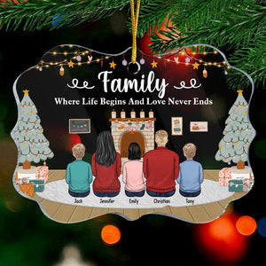 La vie de famille commence, l'amour ne finit jamais - Décoration de Noël personnalisée en acrylique en forme de Benelux - Cadeau pour la famille, cadeau de Noël