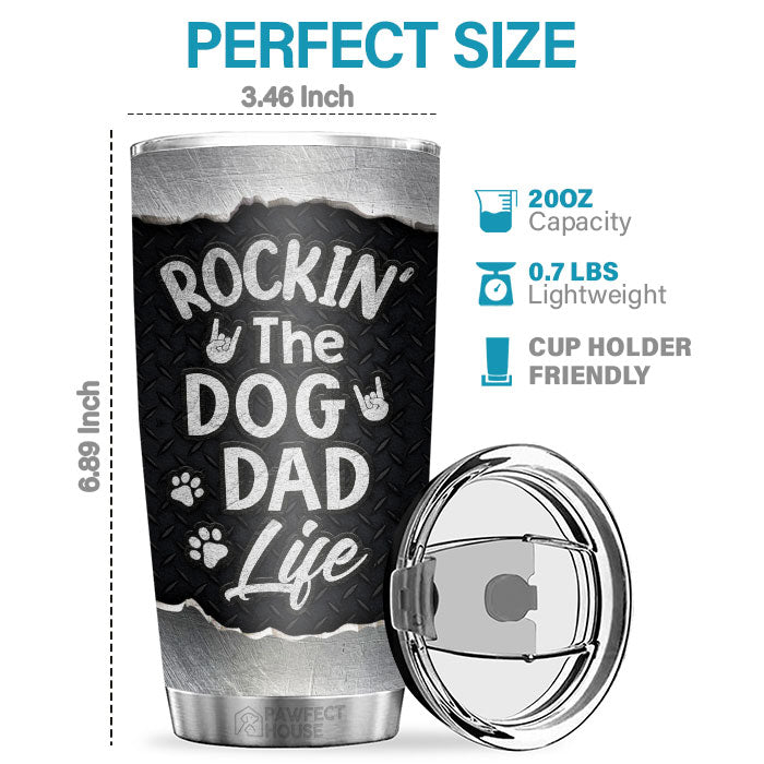 « Rockin' The Amazing Dog Dad Life » - Gobelet personnalisé - Cadeau pour les amoureux des chiens, propriétaires de chiens, cadeau pour chien, cadeau pour les amoureux des animaux