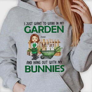 T-shirt et sweat à capuche unisexe personnalisé « Traîner avec les lapins » – Cadeau pour les amateurs de jardinage