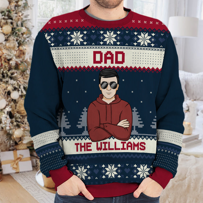 Noël, c'est la famille, papa, maman ! Sweat-shirt personnalisé pour la famille, pull en laine unisexe, cadeau de Noël pour les membres de la famille