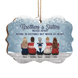 Les frères et sœurs ne seront jamais séparés dans leur cœur - Ornement personnalisé familial - Bois en forme de Benelux - Cadeau de Noël pour frères et sœurs