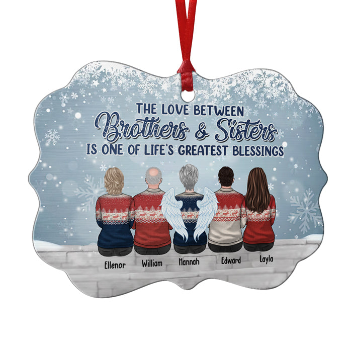 L'amour entre frères et sœurs est l'une des plus grandes bénédictions de la vie - Décoration de Noël personnalisée en bois et aluminium de forme Benelux - Cadeau pour frères et sœurs, cadeau de Noël