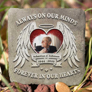 Toujours dans nos esprits et à jamais dans nos cœurs - Pierre commémorative personnalisée, pierre tombale humaine - Télécharger une image, cadeau commémoratif, cadeau de condoléances