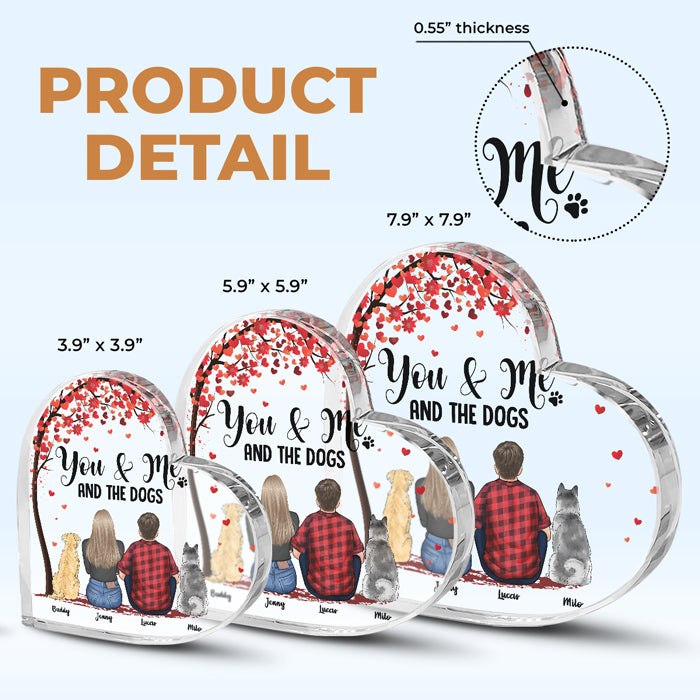 Toi, moi et ces enfants à fourrure - Plaque acrylique personnalisée en forme de cœur pour couple - Cadeau pour couples, propriétaires d'animaux, amoureux des animaux