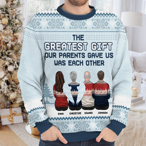 Nos frères et sœurs sont les plus beaux cadeaux - Sweat-shirt moche personnalisé pour la famille - Pull en laine unisexe - Cadeau de Noël pour frères et sœurs