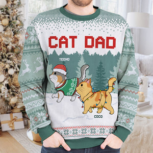 Sweat-shirt personnalisé « Maman Chat » et « Papa Chat » - Pull en laine unisexe - Cadeau de Noël pour les propriétaires et les amoureux des animaux