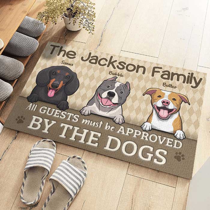 Tous les invités doivent être approuvés par les animaux - Tapis décoratif personnalisé - Télécharger une image, Cadeau pour les amoureux des animaux, Propriétaires d'animaux, Cadeau pour animaux
