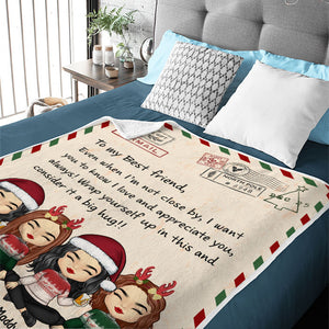 Enveloppez-vous dedans et considérez cela comme un gros câlin - Couverture personnalisée personnalisée - Cadeau pour meilleure amie, meilleure amie, sœur, cadeau d'anniversaire pour meilleure amie et amie, cadeau de Noël