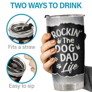 « Rockin' The Amazing Dog Dad Life » - Gobelet personnalisé - Cadeau pour les amoureux des chiens, propriétaires de chiens, cadeau pour chien, cadeau pour les amoureux des animaux