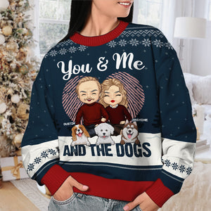 Toi et moi - Sweat-shirt de Noël unisexe personnalisé, sweat-shirt en laine, sweat-shirt imprimé intégral - Cadeau pour couple, mari et femme, anniversaire, fiançailles, mariage, cadeau de mariage, cadeau de Noël