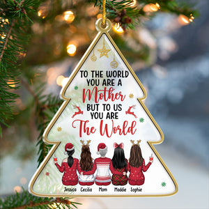 The Love Between A Mother And Daughters Is Forever - Personalized Custom Christmas Tree Shaped Acrylic Christmas Ornament - Gift For Family, Christmas Gift