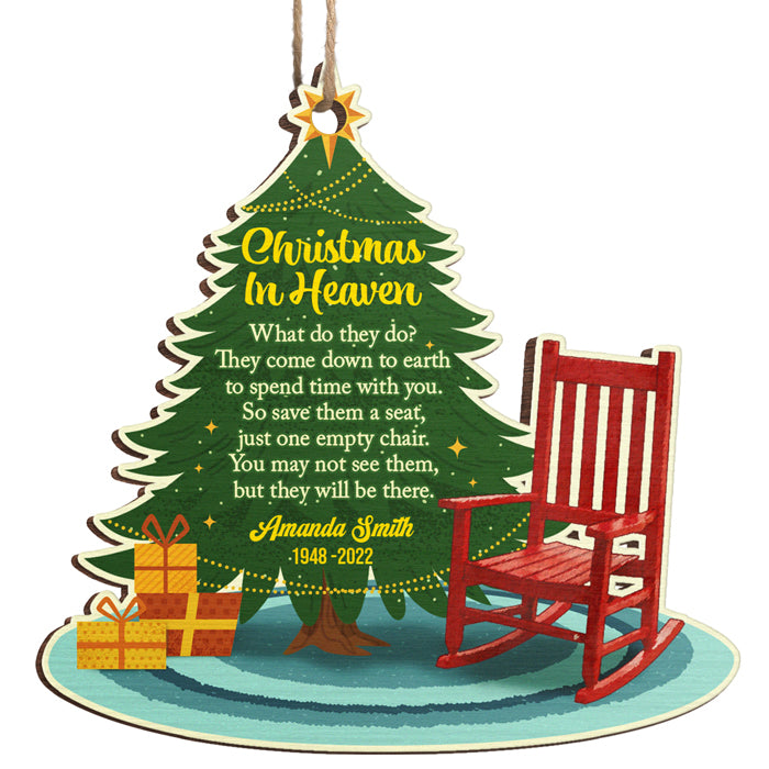Joyeux Noël à notre ange du ciel - Ornement commémoratif personnalisé - Forme unique en bois - Cadeau de condoléances, cadeau de Noël pour les membres de la famille