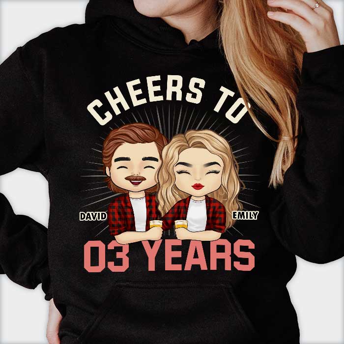 Cheers To Many Years - Gift For Couples, Personalized T-shirt, Hoodie.