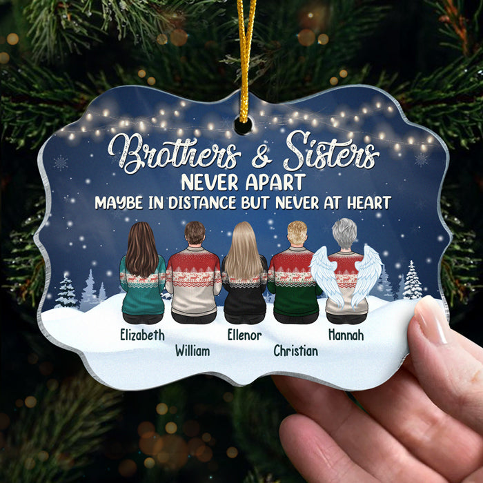 Frères et sœurs jamais séparés, peut-être à distance, mais jamais dans le cœur - Décoration de Noël personnalisée en acrylique en forme de Benelux - Cadeau pour frères et sœurs, cadeau de Noël
