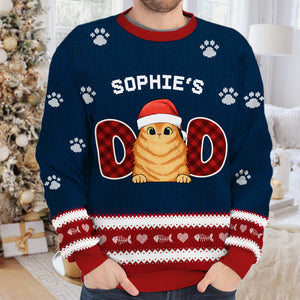 Nous sommes parents de chats - Sweat-shirt de Noël unisexe personnalisé et moche, sweat-shirt en laine, sweat-shirt imprimé intégral - Cadeau pour les amoureux des chats, les amoureux des animaux, cadeau de Noël